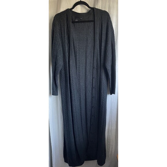 ASOS Curve Womens Sz 18 Gray Chunky Knit Maxi Cardigan Duster Witchy Whimsigoth - Picture 2 of 3